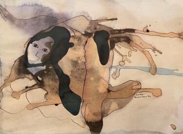 Ζωγραφική με τίτλο "Japan girl" από Sergei Kozachenko, Αυθεντικά έργα τέχνης, Μελάνι