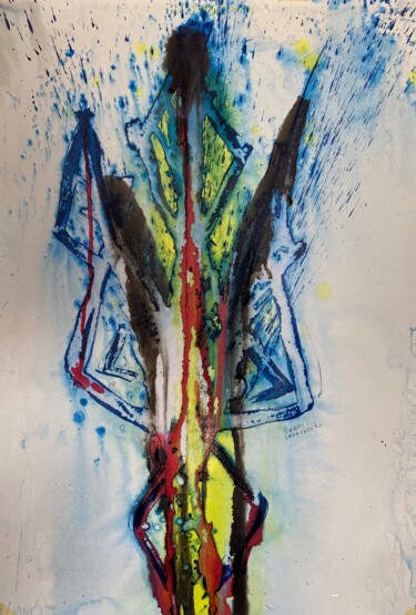 Malarstwo zatytułowany „trident ukraine” autorstwa Sergei Kozachenko, Oryginalna praca, Atrament