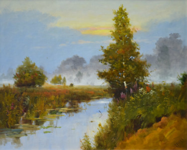 Pintura intitulada "Misty Morning on th…" por Sergei Kozjakov, Obras de arte originais, Óleo