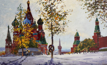 Pittura intitolato "В центре Москвы." da Sergei Krupkin, Opera d'arte originale, Olio