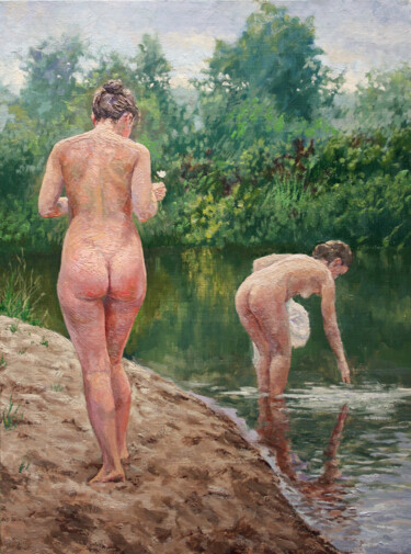 Painting titled "Privacy" by Sergei Krupkin, Original Artwork, Oil