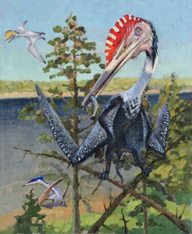 Peinture intitulée "Satisfied Quetzalco…" par Sergei Krupkin, Œuvre d'art originale, Huile