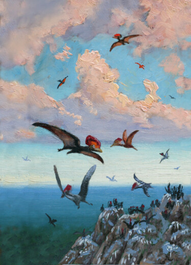 Painting titled "Free Flight" by Sergei Krupkin, Original Artwork, Oil