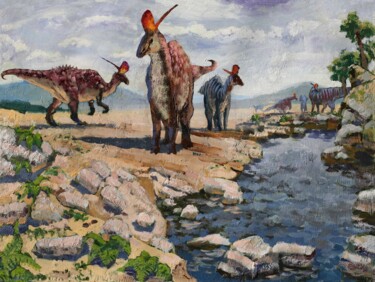 Painting titled "Оазис" by Sergei Krupkin, Original Artwork, Oil