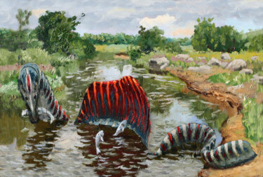 Pintura intitulada "Driven fishing of S…" por Sergei Krupkin, Obras de arte originais, Óleo