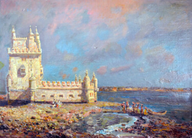 Peinture intitulée "Castle Belem in Lis…" par Sergei Lisitsyn, Œuvre d'art originale, Huile