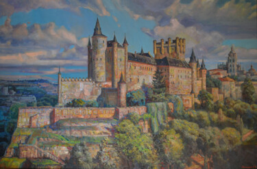 Painting titled "Castle Alcasar-Segv…" by Sergei Lisitsyn, Original Artwork, Oil Mounted on Wood Stretcher frame