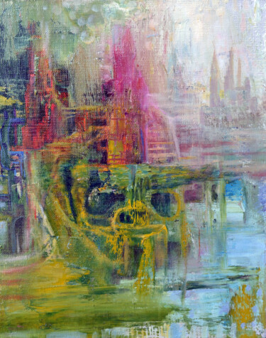 Peinture intitulée "City from parallel…" par Sergei Lisitsyn, Œuvre d'art originale, Huile Monté sur Plexiglas