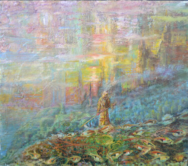 Painting titled "Reaper" by Sergei Lisitsyn, Original Artwork, Oil
