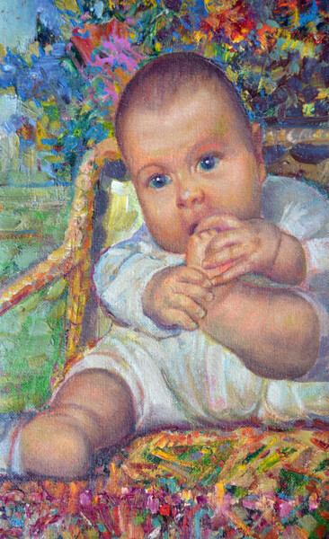Pittura intitolato "Baby" da Sergei Lisitsyn, Opera d'arte originale, Olio
