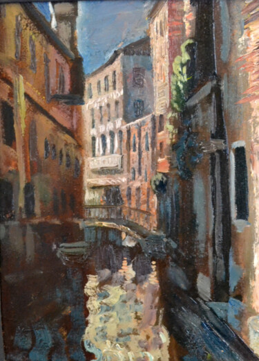 Peinture intitulée "Venice' street 2" par Sergei Lisitsyn, Œuvre d'art originale, Huile