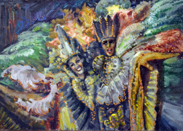 Pittura intitolato "Сarnival" da Sergei Lisitsyn, Opera d'arte originale, Olio Montato su Cartone