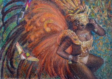 Peinture intitulée "Creole girl dancing" par Sergei Lisitsyn, Œuvre d'art originale, Huile