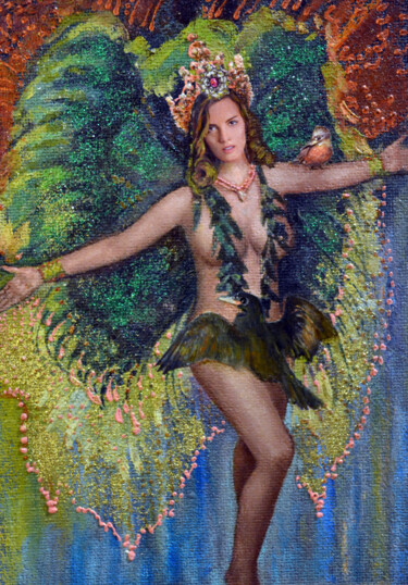 Schilderij getiteld "Heavenly Dancer" door Sergei Lisitsyn, Origineel Kunstwerk, Olie