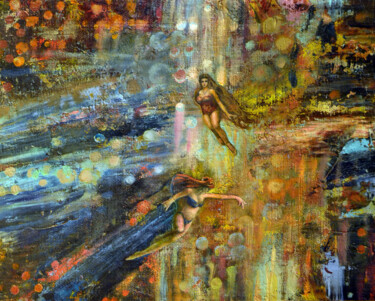 Malarstwo zatytułowany „Angels of light” autorstwa Sergei Lisitsyn, Oryginalna praca, Olej