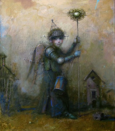 Painting titled "Knight" by Sergei Malysh, Original Artwork, Oil