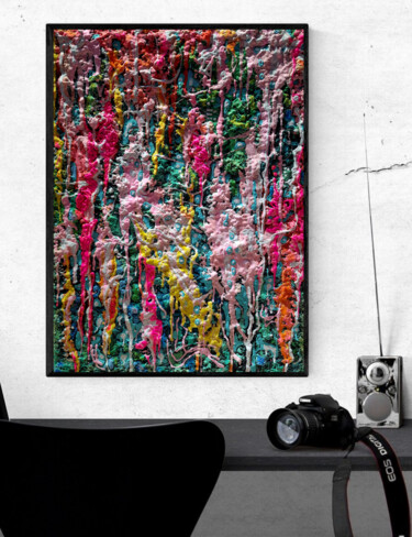 Painting titled "Rainbow Mountains o…" by Sergei Safaev, Original Artwork, Acrylic Mounted on Wood Stretcher frame