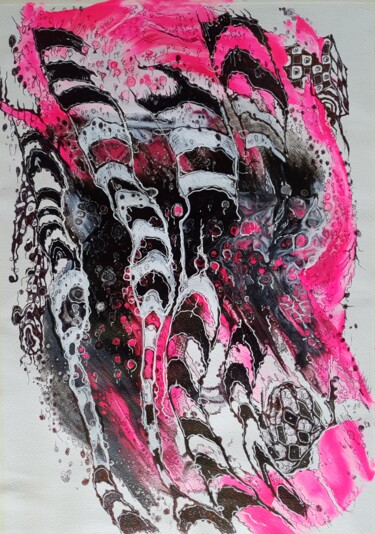 Painting titled "pink blues" by Sergei Safaev, Original Artwork, Acrylic