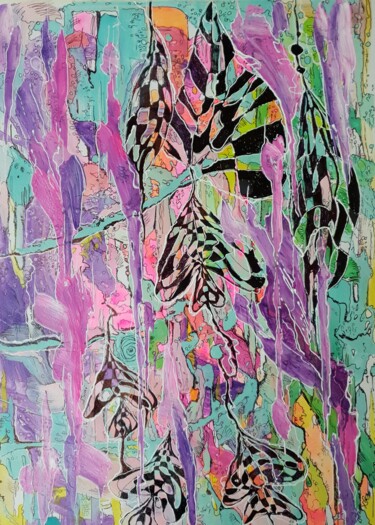 Painting titled "lilac spring" by Sergei Safaev, Original Artwork, Acrylic