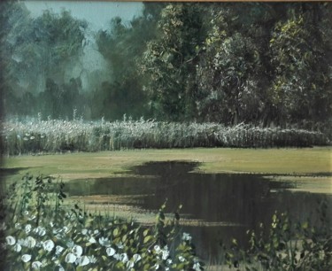 Pittura intitolato "Lake Shield" da Sergei Vasenkin, Opera d'arte originale, Olio