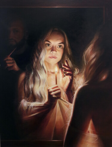Картина под названием "Берегиня" - Сергей Гусев, Подлинное произведение искусства, Масло
