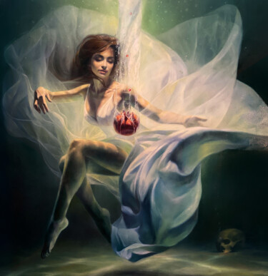 Картина под названием "Эвридика и сердце Д…" - Сергей Гусев, Подлинное произведение искусства, Масло