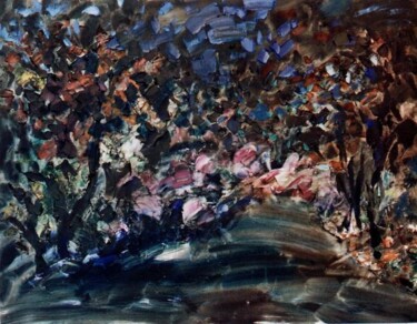 Painting titled "Night" by Sergej Jakovlev, Original Artwork, Oil