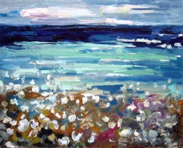 Painting titled "Blue Sea" by Sergej Jakovlev, Original Artwork, Oil