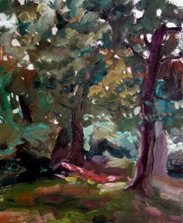 Painting titled "Big Trees" by Sergej Jakovlev, Original Artwork, Oil