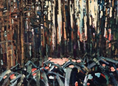 Painting titled "Forest" by Sergej Jakovlev, Original Artwork, Oil
