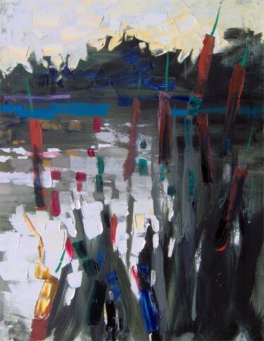 Malerei mit dem Titel "Pond" von Sergej Jakovlev, Original-Kunstwerk, Öl