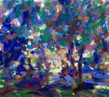 Painting titled "Blue Garden" by Sergej Jakovlev, Original Artwork