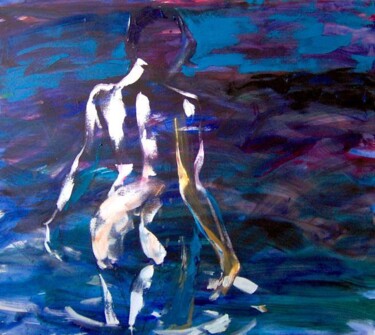 Painting titled "Moon Bathing" by Sergej Jakovlev, Original Artwork