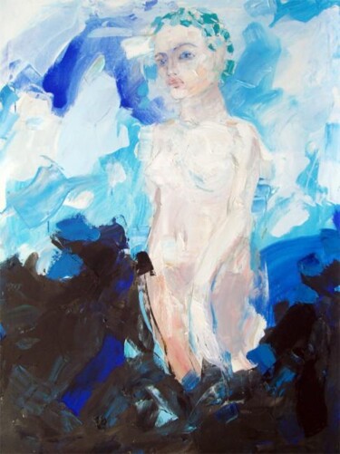 Painting titled "Unknown Woman - tri…" by Sergej Jakovlev, Original Artwork