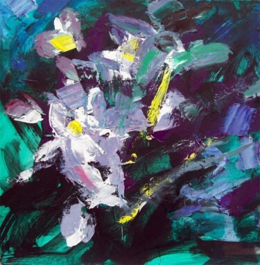 Painting titled "White Flowers" by Sergej Jakovlev, Original Artwork