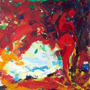 Painting titled "Red Tree" by Sergej Jakovlev, Original Artwork