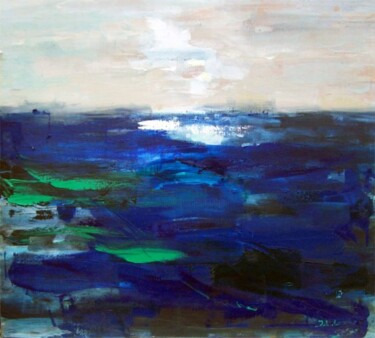 Painting titled "Night. Black Sea" by Sergej Jakovlev, Original Artwork