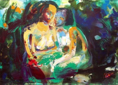 Painting titled "Girls" by Sergej Jakovlev, Original Artwork