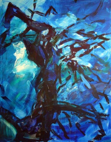 Painting titled "Man-Insect-Tree" by Sergej Jakovlev, Original Artwork, Acrylic