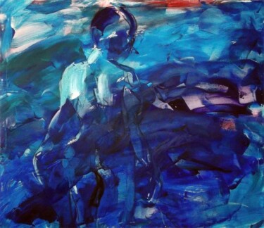 Painting titled "Girl and Sea" by Sergej Jakovlev, Original Artwork
