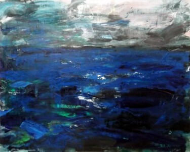 Painting titled "Night Sea" by Sergej Jakovlev, Original Artwork
