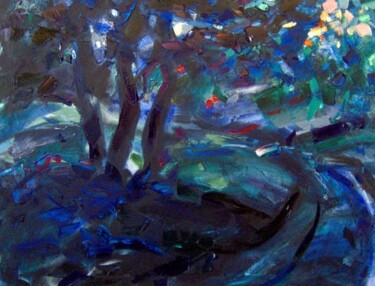 Painting titled "Night" by Sergej Jakovlev, Original Artwork