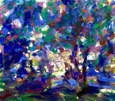 Painting titled "Blue Garden" by Sergej Jakovlev, Original Artwork