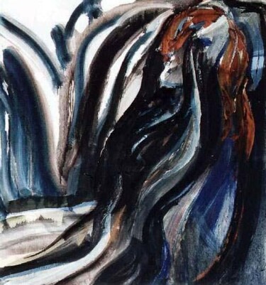Painting titled "Blue and Black" by Sergej Jakovlev, Original Artwork, Oil