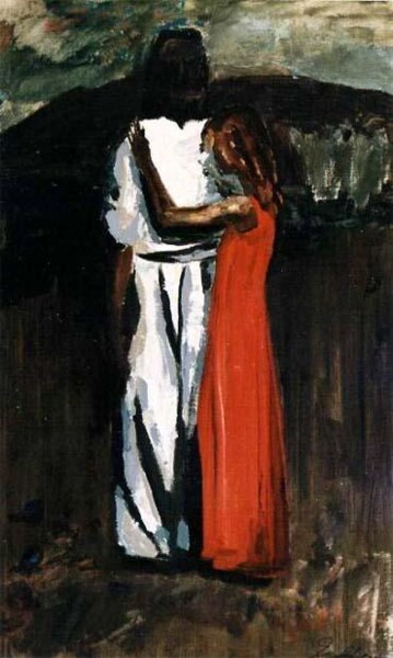 Painting titled "Jesus and Maria" by Sergej Jakovlev, Original Artwork, Oil
