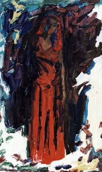 Painting titled "Lady in Red" by Sergej Jakovlev, Original Artwork