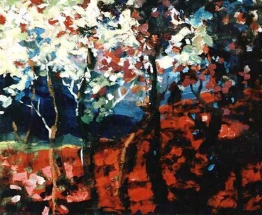 Painting titled "Red Hill" by Sergej Jakovlev, Original Artwork, Oil