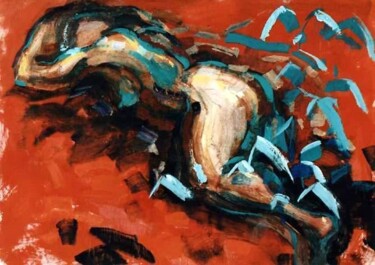 Painting titled "Red Dream" by Sergej Jakovlev, Original Artwork, Oil