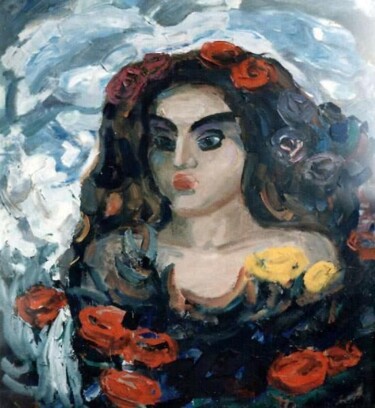 Painting titled "Spanish Woman" by Sergej Jakovlev, Original Artwork, Oil