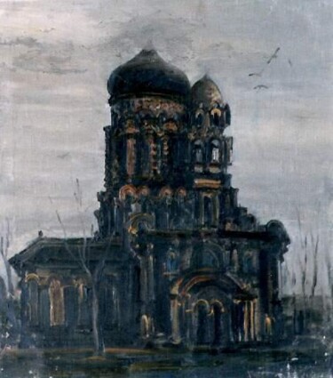 Painting titled "The Church" by Sergej Jakovlev, Original Artwork